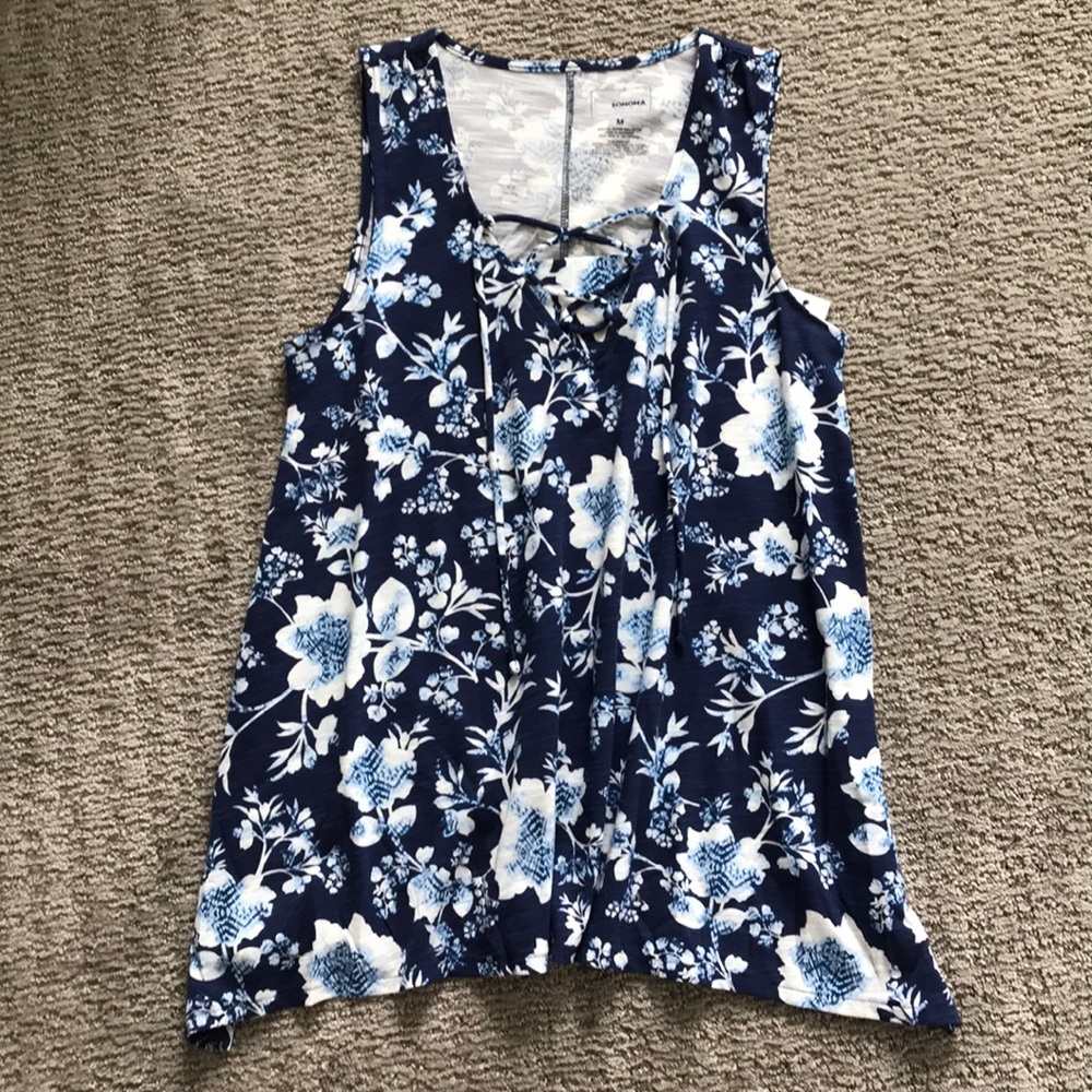 Navy an white Sleeveless Top